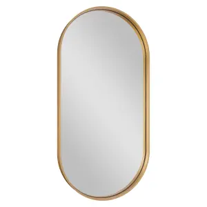 GoodHome Tisa Gold effect Oval Wall-mounted Bathroom Mirror (H)80cm (W)40cm