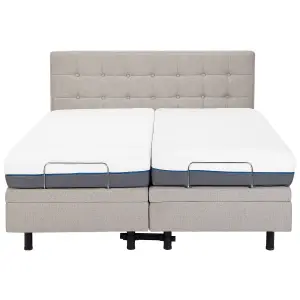 Fabric EU Super King Size Adjustable Bed Beige DUKE