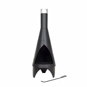 La Hacienda 56087B Colorado Medium Chimenea Chiminea Black Steel Heater Modern