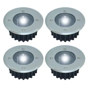 4 X Round LED solar lamps - Waterproof DECK LIGHT - easy to install - without cables - super bright LED lamps - Solar powered