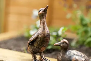 4pc Duck Garden Ornament Family Ducklings Outdoor Decor Bronze Effect