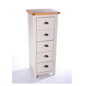 Argenta 5 Drawer Narrow Chest of Drawers Chrome Cup Handle