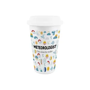 Meteorologist Ceramic Travel Mug - Novelty Flask Gifts for Weather Forecaster - Double-Walled Insulated Hot/Cold Drinks Cup