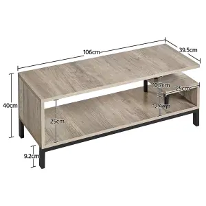 Yaheetech Grey Industrial TV Stand with Open Storage Shelf