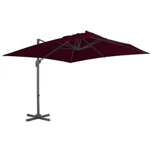 Berkfield Cantilever Umbrella with Aluminium Pole Bordeaux Red 300x300 cm