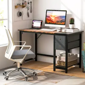 Costway 120 cm Home Office Desk Writing Desk Modern Computer Workstation with 2 Drawers