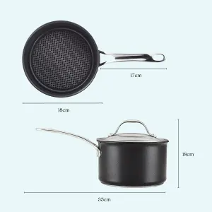 Anolon X SearTech Black Round Aluminium Induction Suitable Non-Stick Saucepan with Lid 18cm