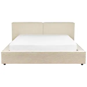 Corduroy EU Super King Size Bed Beige LINARDS