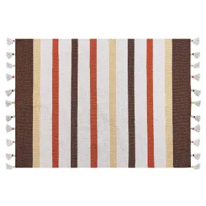 Cotton Area Rug 140 x 200 cm Brown and Beige HISARLI