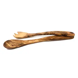 Olive Wood Natural Grained Rustic Kitchen Dining Salad Server (L) 20cm