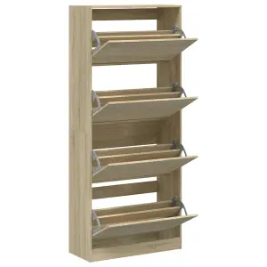 Berkfield Shoe Cabinet with 4 Flip-Drawers Sonoma Oak 80x34x187.5 cm