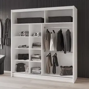 Sliding Door Wardrobe DAKOTA 203 cm White