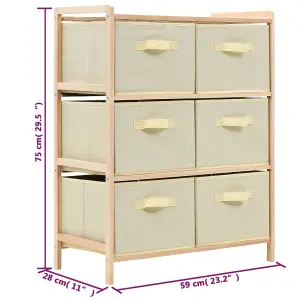 Berkfield Storage Rack with 6 Fabric Baskets Cedar Wood Beige