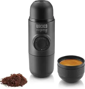 WACACO Minipresso GR, Portable Espresso Machine, Compatible Ground Coffee, Small Travel Coffee Maker, Manually Operated From Piston Action