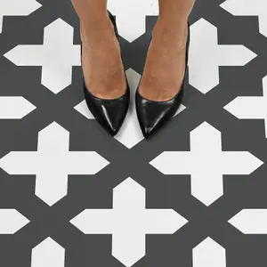 Floorpops Nordic Black Peel and Stick Floor Tiles FP3308