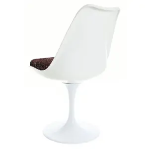 Tulip Set - White Medium Circular Table and Two Chairs with Textured Cushion Brown