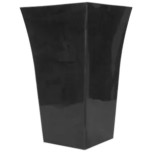 1 x Black Tall Large Plastic Contemporary Garden Patio Milano Planter With a Shiny Gloss Finish