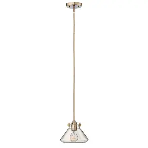 Elstead Congress 1 Light Dome Ceiling Pendant Brushed Caramel Clear Glass, E27