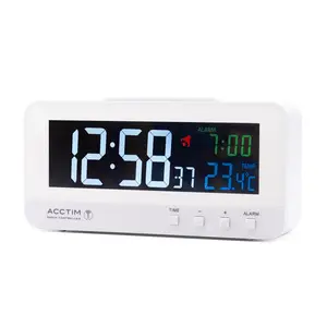 Digitally Radio Clock Alarm Tabletop Clock in Grey