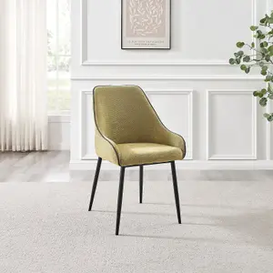 Furniturebox UK Beaumont 2x Sage Green Fabric Black Leg Dining Chair