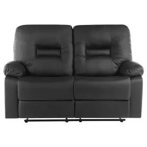 2 Seater Faux Leather Manual Recliner Sofa Black BERGEN