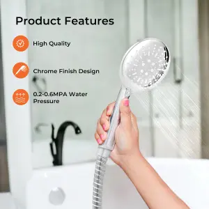 Geepas Shower Head - 3 Function Hand Shower, Lightweight Design, Chrome Design