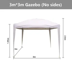 SunDaze 3x3M White Pop Up Gazebo Tent Outdoor Garden Shelter Folding Marquee Canopy with Frame (No Side Panels)