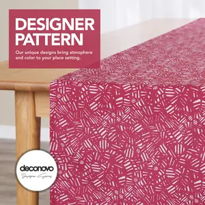 Deconovo Wipeable Table Cover with Sketch Pattern Rectangle Table Runner Water Resistant Table Runner for Wedding Red 30x275cm