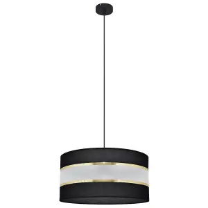 Luminosa Helen Cylindrical Pendant Ceiling Light Black, Gold 40cm