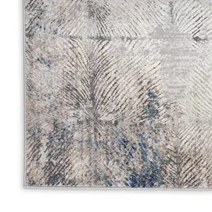 Ivory Grey Abstract Abstract Pattern Bedroom & Living Room Rug -66 X 229cm (Runner)