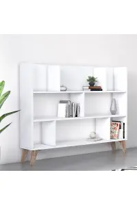 Frame Dion Bookcase with 8 Compartments Display Unit, 140 x 25 x 106 cm Free Standing Shelves, Bookshelf, Open Cabinet, White