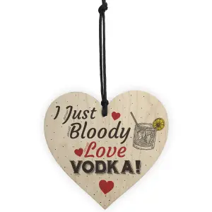 Red Ocean Bloody Love Vodka Wooden Heart Friend Friendship Plaque Funny Novelty Gift Drinking Sign