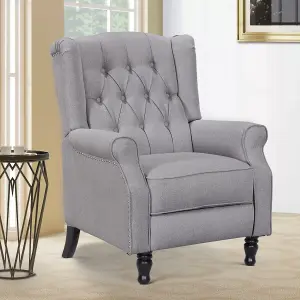 Fabric Linen Light Grey Marianna Manual Recliner Wingback Chair