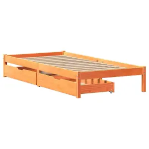 Berkfield Bed Frame without Mattress Wax Brown 90x190 cm Single Solid Wood Pine