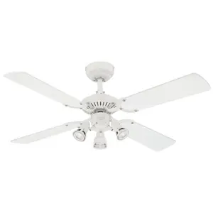 Latrobe 105cm Ceiling Fan with Light Kit White with White/Beech Blades