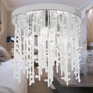 First Choice Lighting Set of 2 Azalea Crystal Flush Ceiling Lights