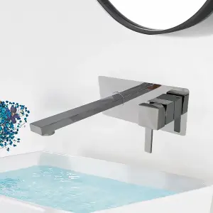 Wall Mounted Tap Basin Tap Chrome Finish  Finish Waterfall Basin Sink Mixer Tap Bathroom Single Lever Hot Cold Tap