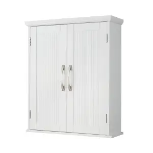 Teamson Home Wall Mounted Bathroom Cabinet with 2 Doors and Adjustable Shelves, Bathroom Storage, White