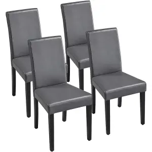 Yaheetech 4PCS Dark Grey Dining Chair High Back Padded with Rubber Wood Legs