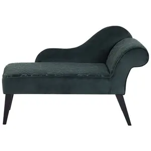 Right Hand Velvet Chaise Lounge Green BIARRITZ