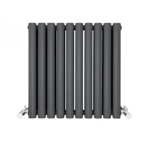 Anthracite Oval Tube 600x590mm Horizontal Double Panel Heated Towel Radiator