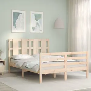 Berkfield Bed Frame with Headboard Small Double Solid Wood