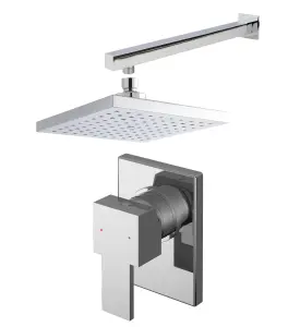 Ripple Concealed Square Manual Valve, Arm & Head Shower Bundle Set - Chrome - Balterley