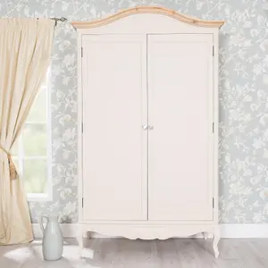 Juliette Double Wardrobe. French Style 2 Door Wardrobe with Crystal Handles - Champagne