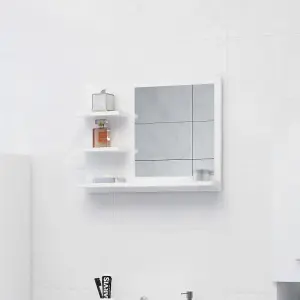 Berkfield Bathroom Mirror High Gloss White 60x10.5x45 cm Engineered Wood