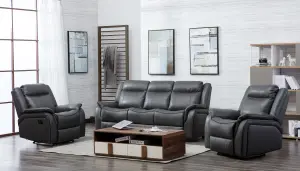 New Hampshire Grey 3 Piece Sofa Suite Reclining Armchairs Leatherair Leather 3 + 1 + 1