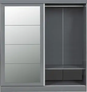 Nevada 2 Door Sliding Wardrobe with Mirror in Grey Gloss Finish