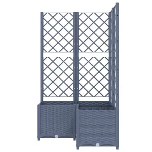 Berkfield Garden Planter with Trellis Dark Grey 80x80x136 cm PP