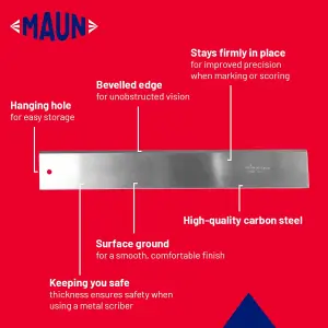 Maun Steel Straight Edge Metric 800 mm