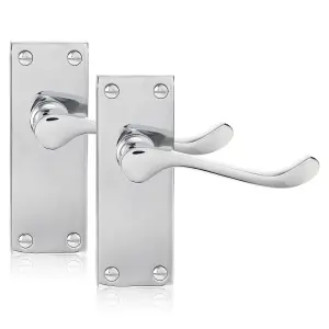 XFORT Polished Chrome Victorian Scroll Lever Latch Handles, Door Handles